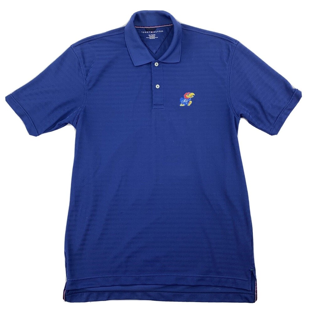 Tommy Hilfiger Mens KU Kansas Jayhawks Embroidered Short Sleeve Polo Shirt XL